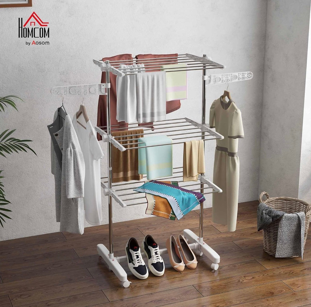 HOMCOM 3-Tier Foldable Clothes Drying Rack