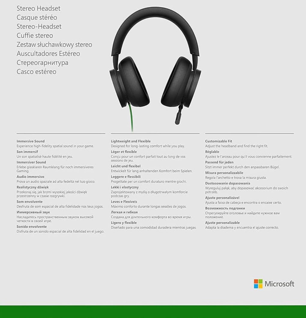 Xbox Stereo Headset – Wired Gaming Headphones with Mic | Dolby Atmos, DTS & Windows Sonic Spatial Sound