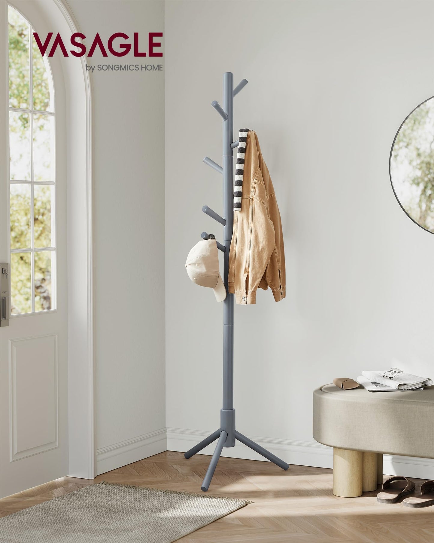 VASAGLE Solid Wood Coat Rack