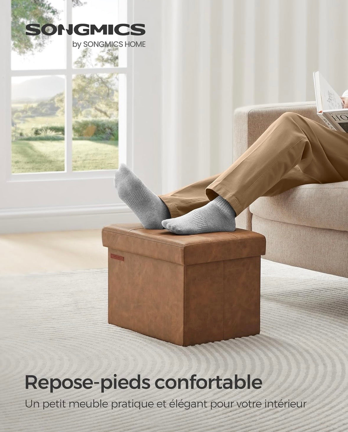 SONGMICS Folding Storage Ottoman