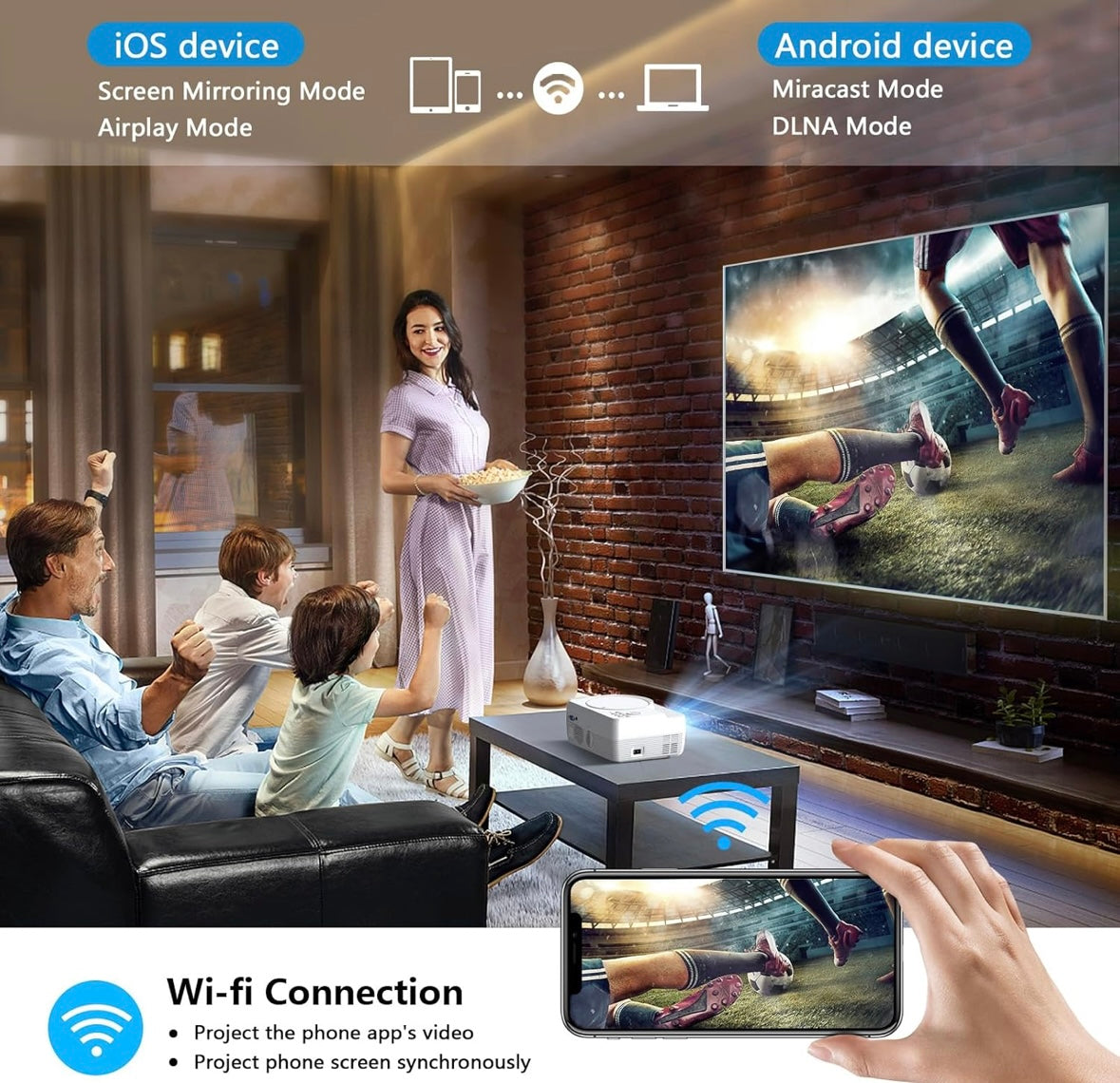 Dxyiitoo WiFi Home Theater Projector — Built-In DVD Player & Bluetooth HD Projection (1080p Max Resolution)