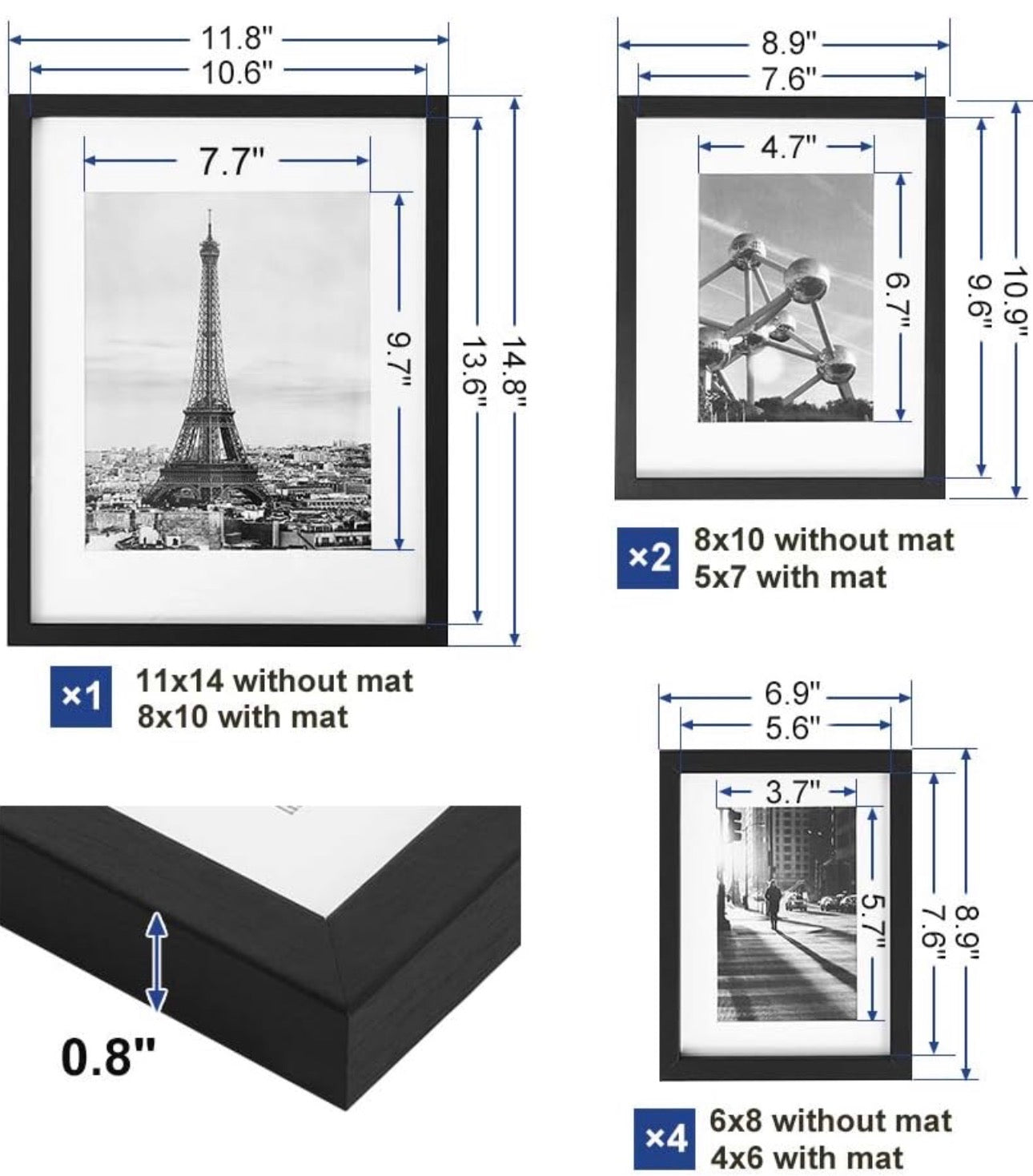 SONGMICS 7-Piece Gallery Wall Picture Frame Set