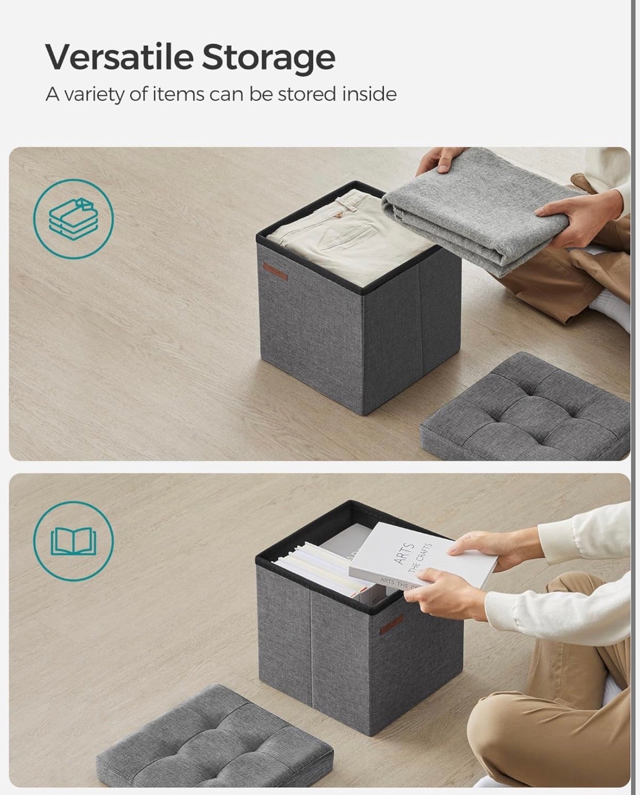 SONGMICS Foldable Storage Ottoman