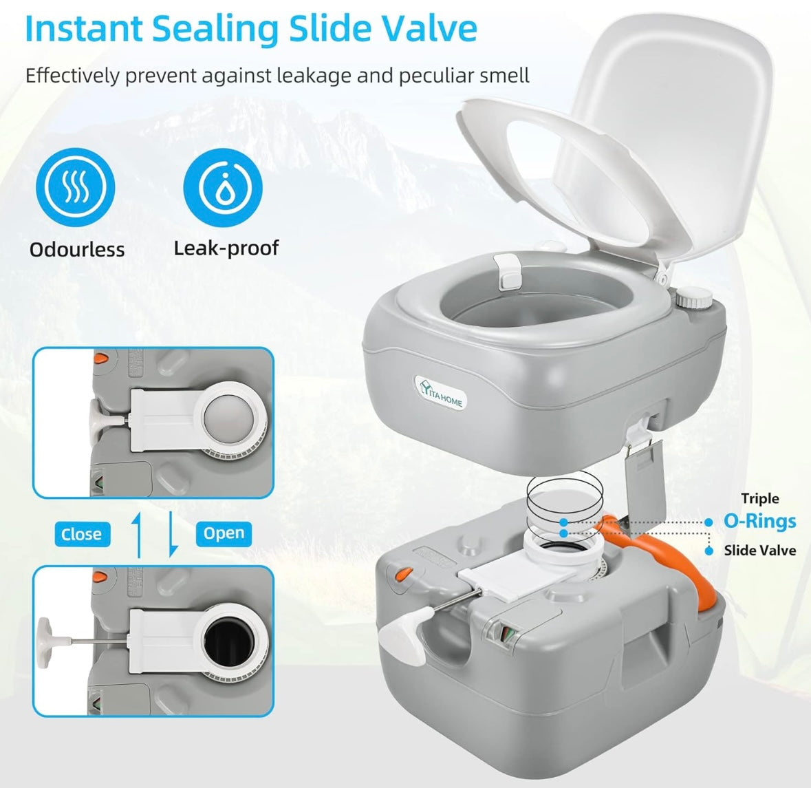 NEW – YITAHOME Portable Camping Toilet – 441 lb Capacity with Sprayer & Carry Bag