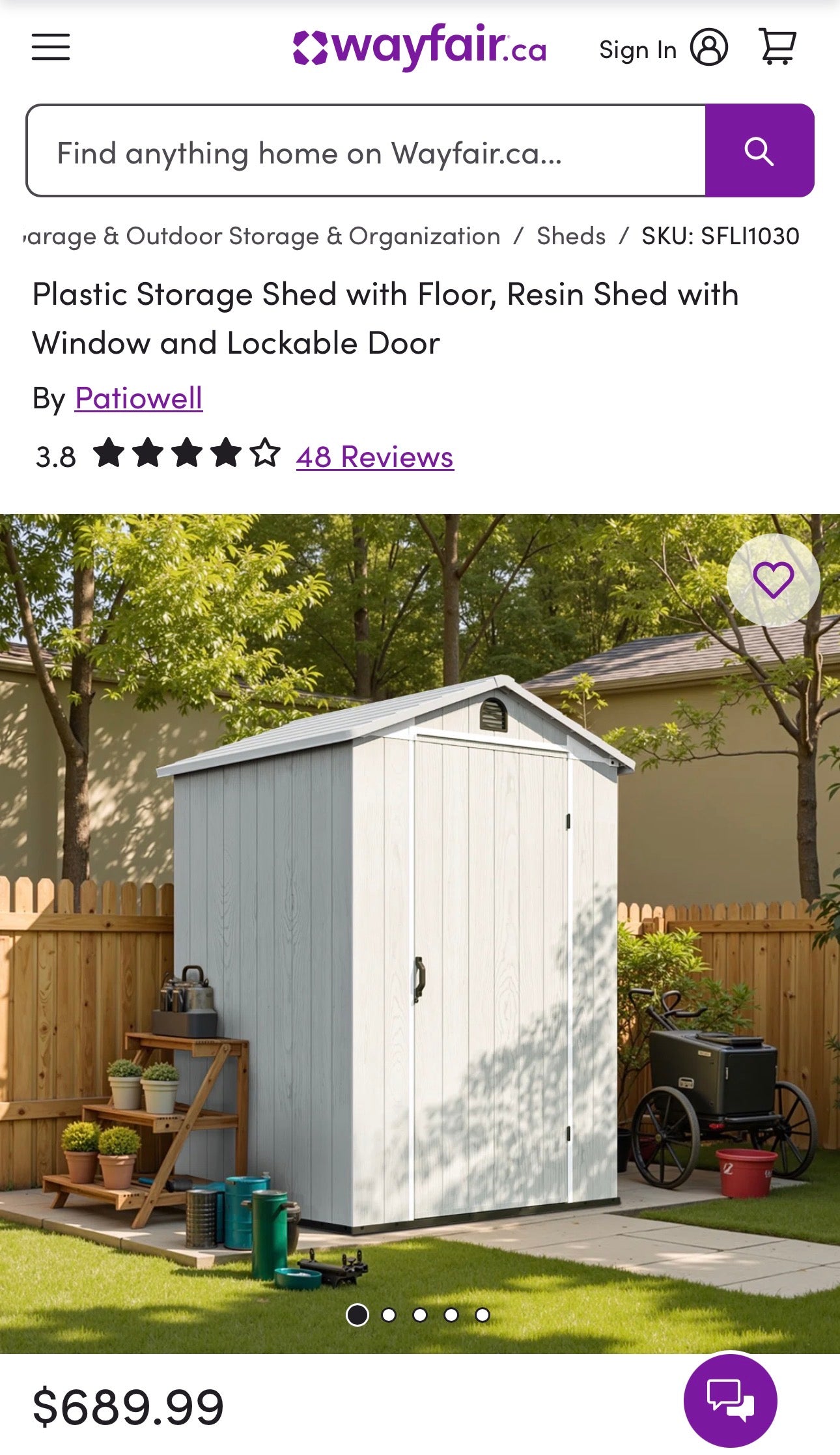 Patiowell 4×4 FT Fit-It White Gable Resin Storage Shed
