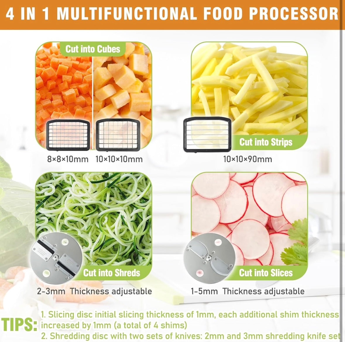 NEW (Open Box) – LLNC Commercial Food Chopper – Stainless Steel 200W Multi-Function Vegetable Dicer & Slicer