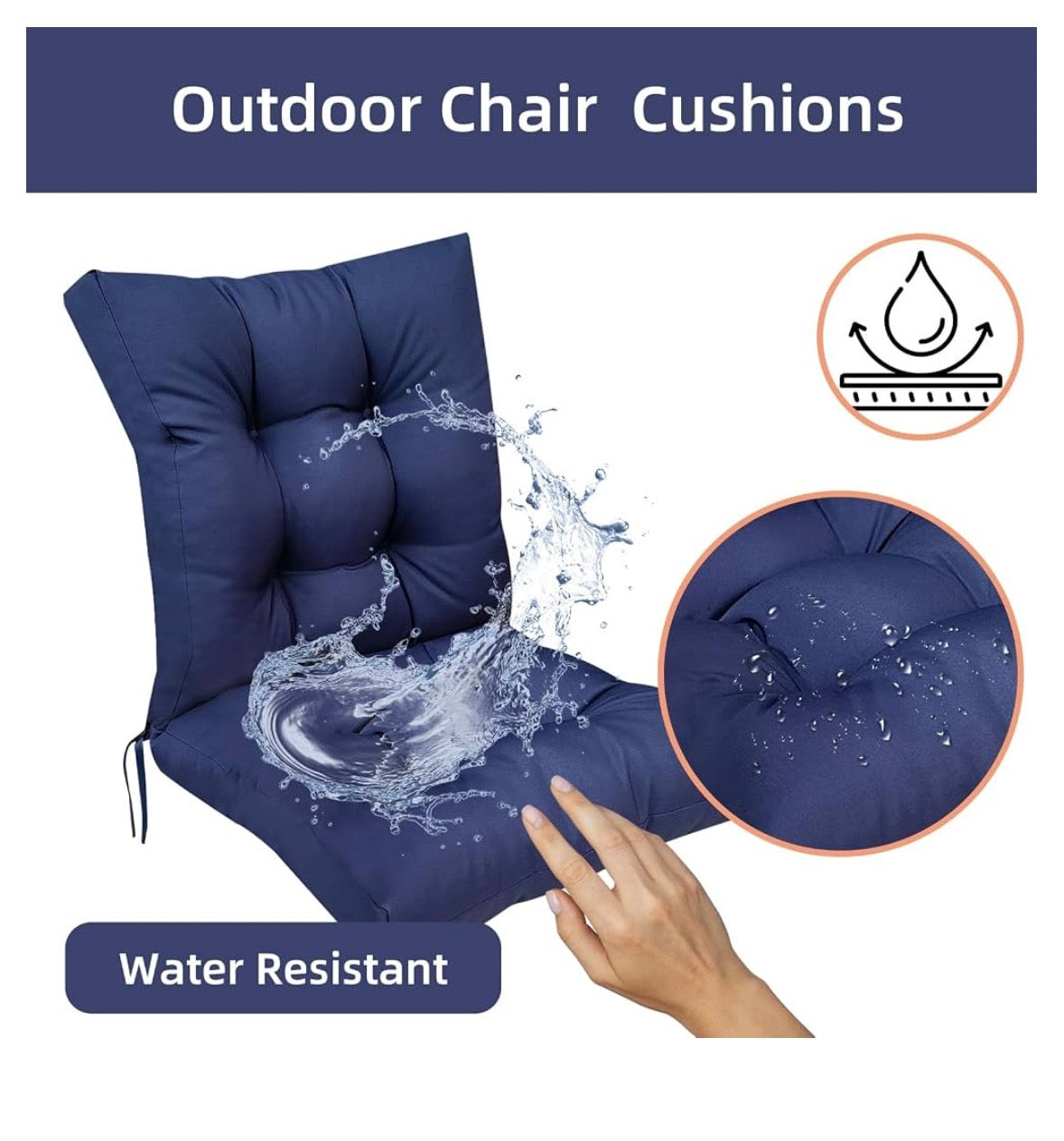 Outdoor Patio Chair Cushions with Back Support – Set of 2