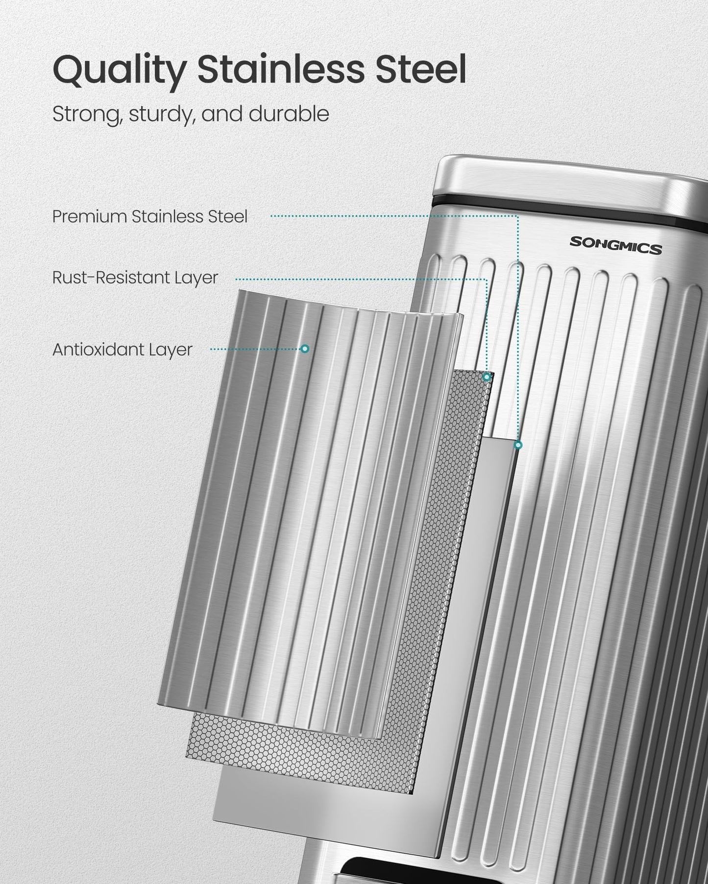 SONGMICS 1.6-Gallon Slim Bathroom Trash Can