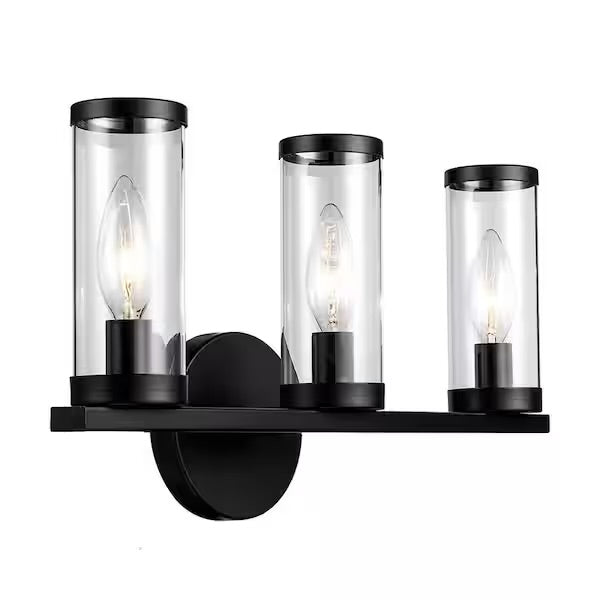 Hampton Bay Loveland 3-Light Black Vanity Light