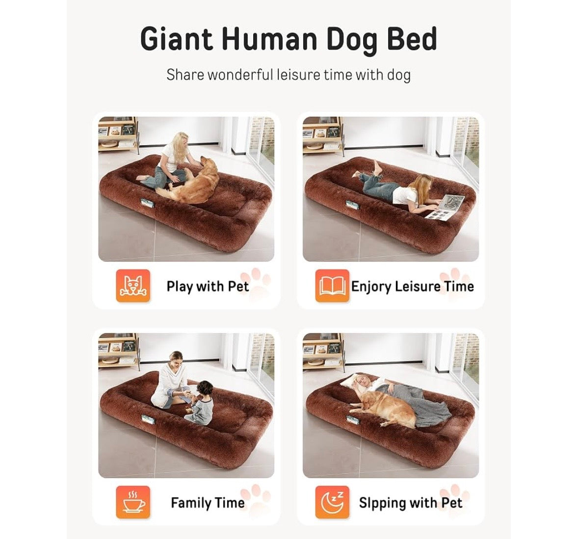 YEFU Human-Sized Memory Foam Dog Bed