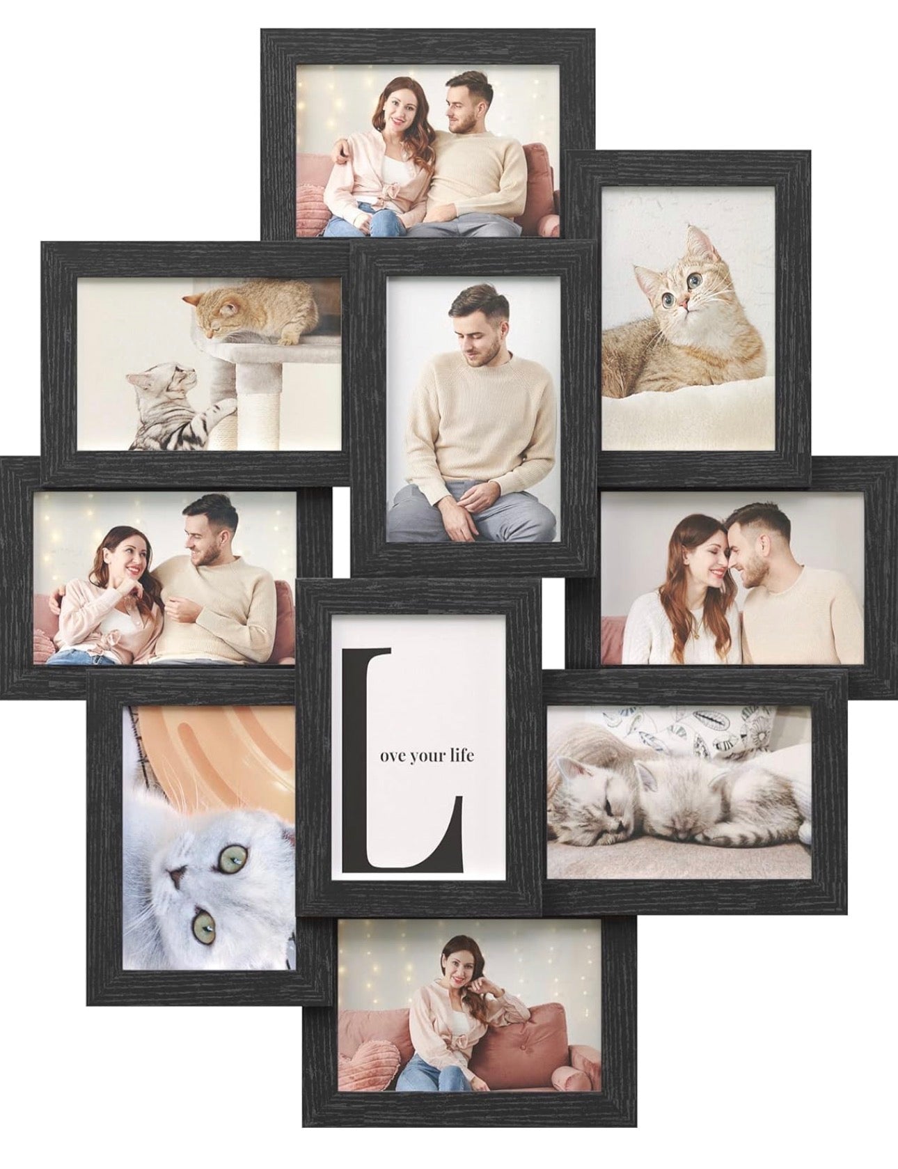 SONGMICS 10-Piece Ink Black Photo Frame Set – 4 × 6 Inch Collage