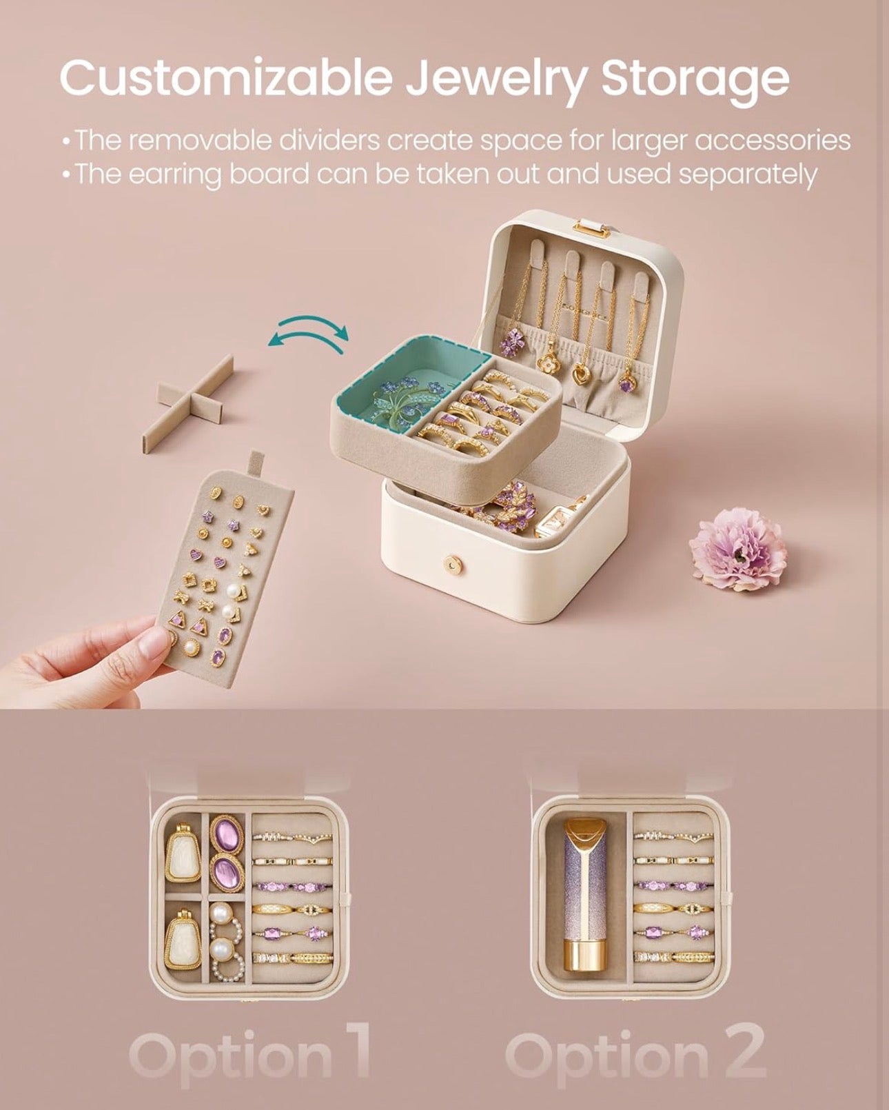 SONGMICS Compact Travel Jewelry Box