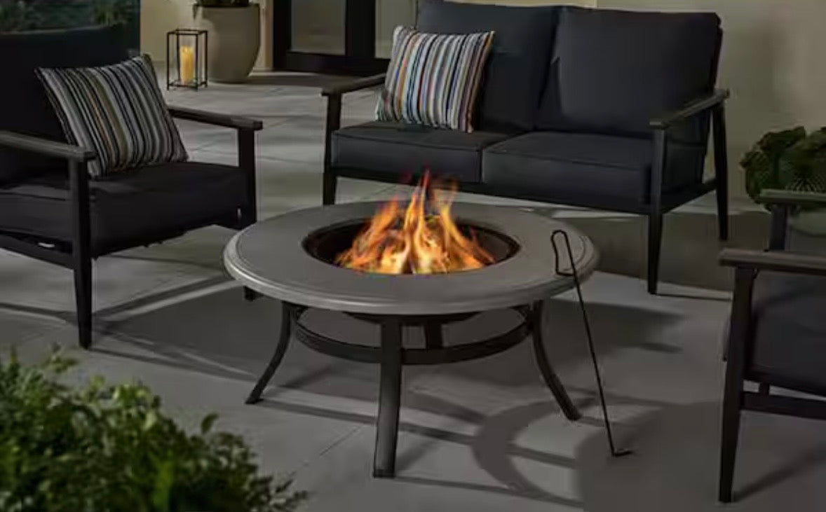 Whitfield 38” Wood Burning Fire Pit – Ceramic Tile Top Outdoor Table