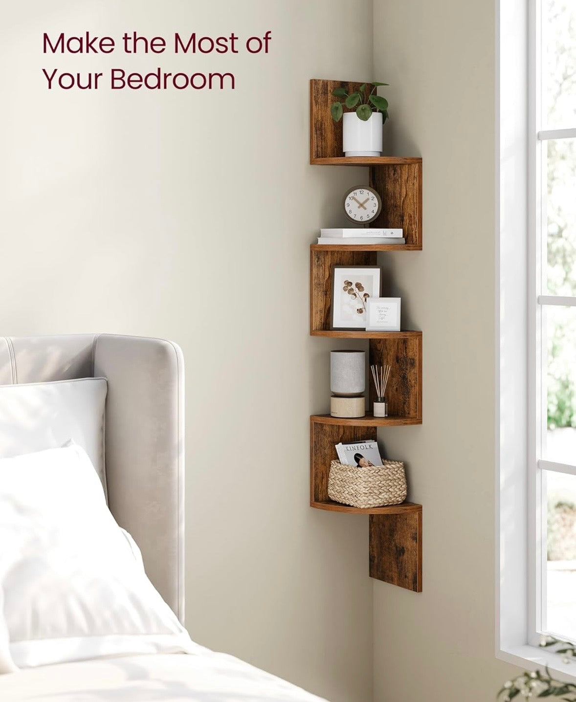 Modern Zigzag Wall-Mounted Corner Shelf