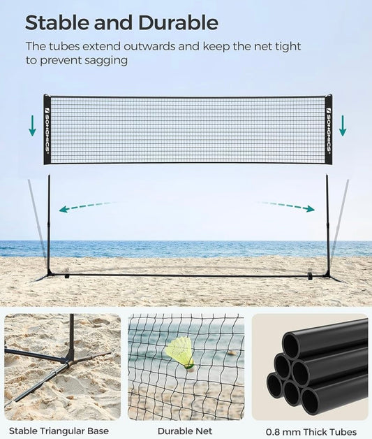 SONGMICS 10FT Adjustable Badminton & Multi-Sport Net Set – Portable Outdoor Game Kit (Black)