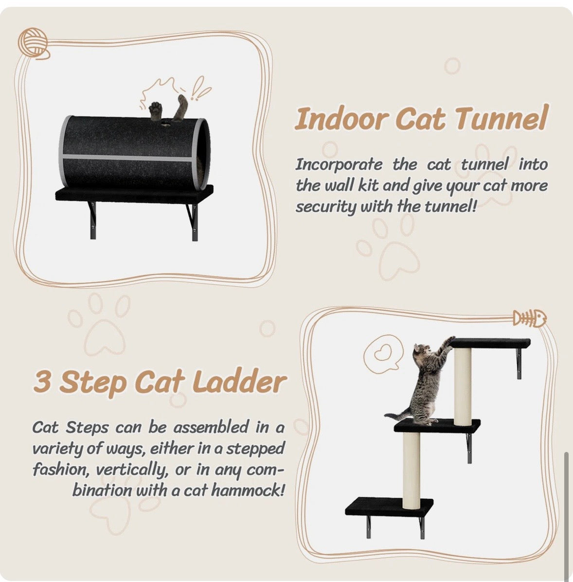 7-Piece Wall-Mounted Cat Furniture Set