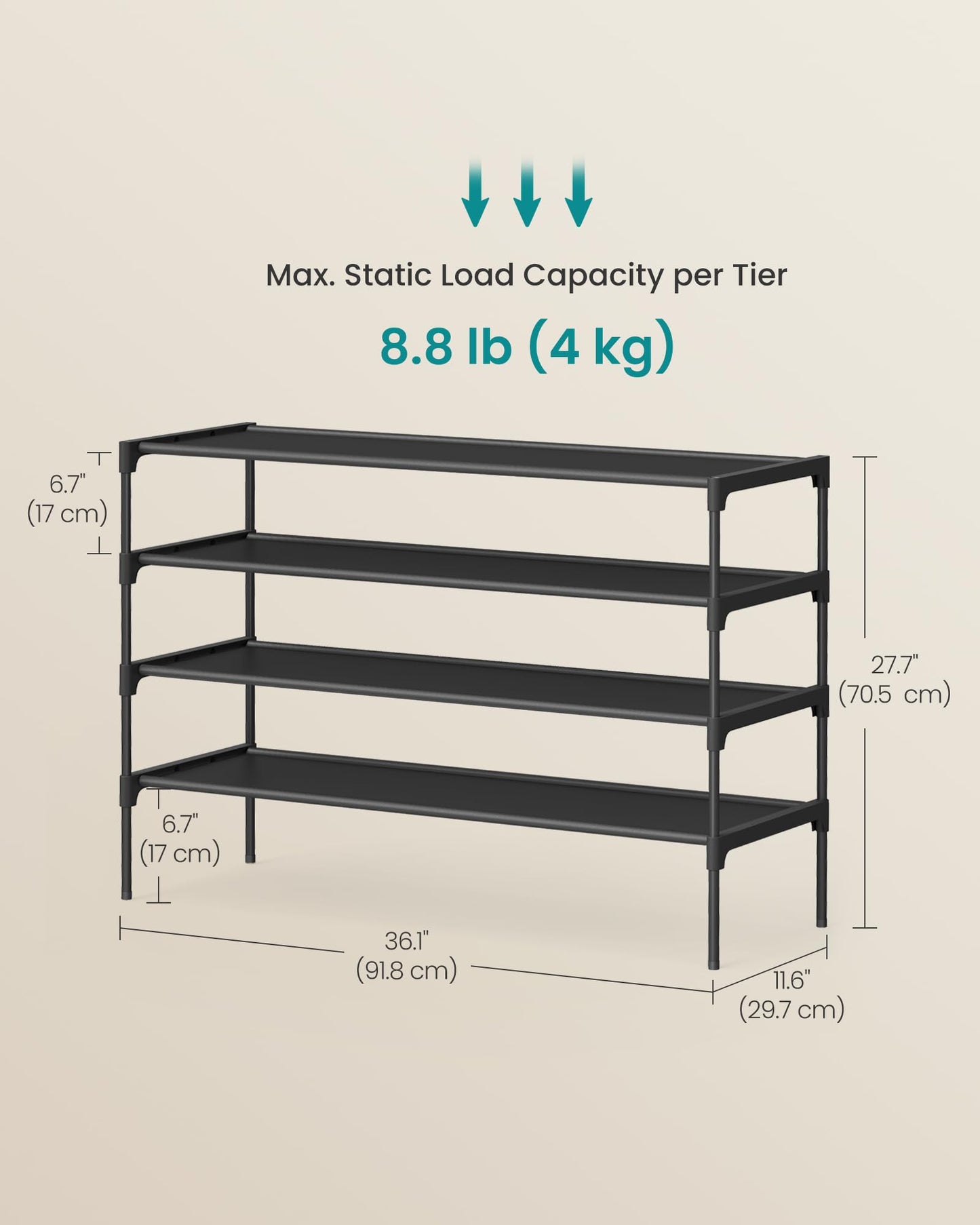 4-Tier Stackable Shoe Storage Rack