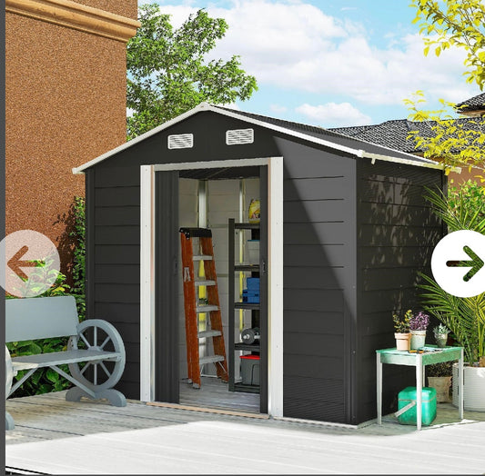 Heavy-Duty Steel Outdoor Storage Shed – Double Sliding Doors | Ventilated | Rust-Resistant