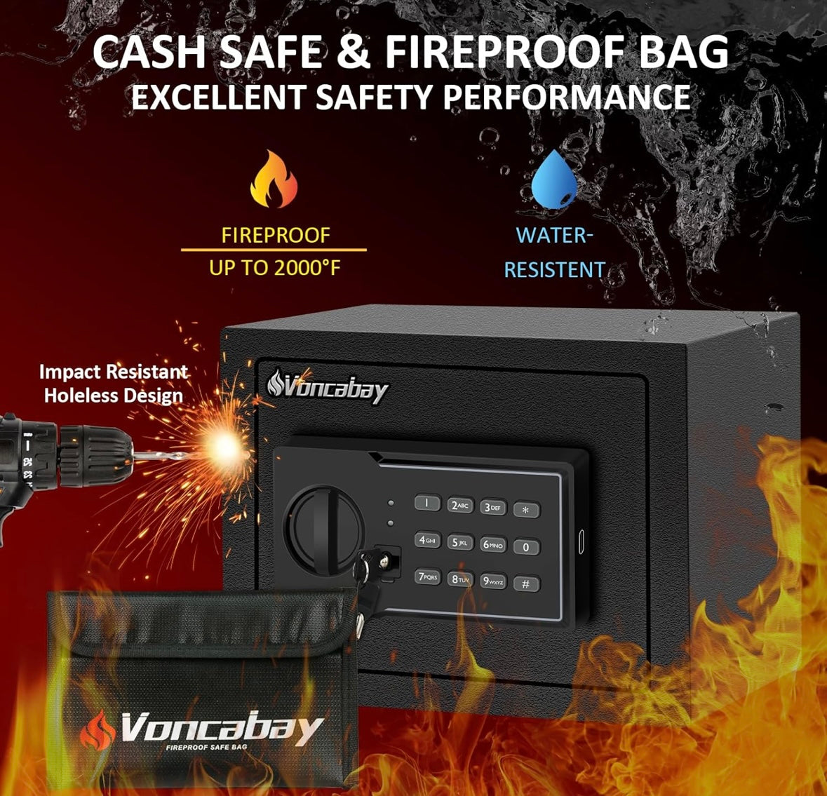Voncabay Mini Electronic Safe Box with Light & Fireproof Bag – 35 % Off Amazon Price!