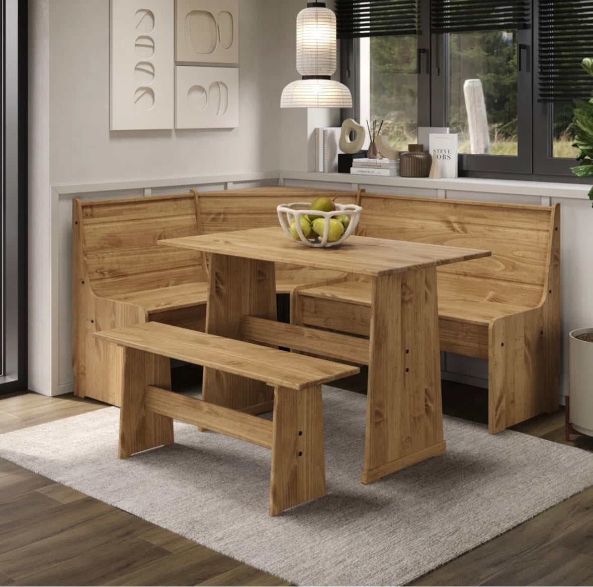 Antique Brown Solid Pine Corner Dining Set – 40% Off Retail