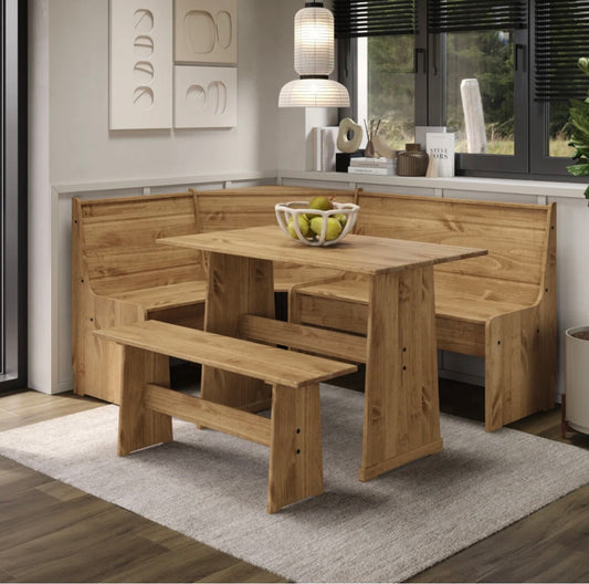 Antique Brown Solid Pine Corner Dining Set – 40% Off Retail