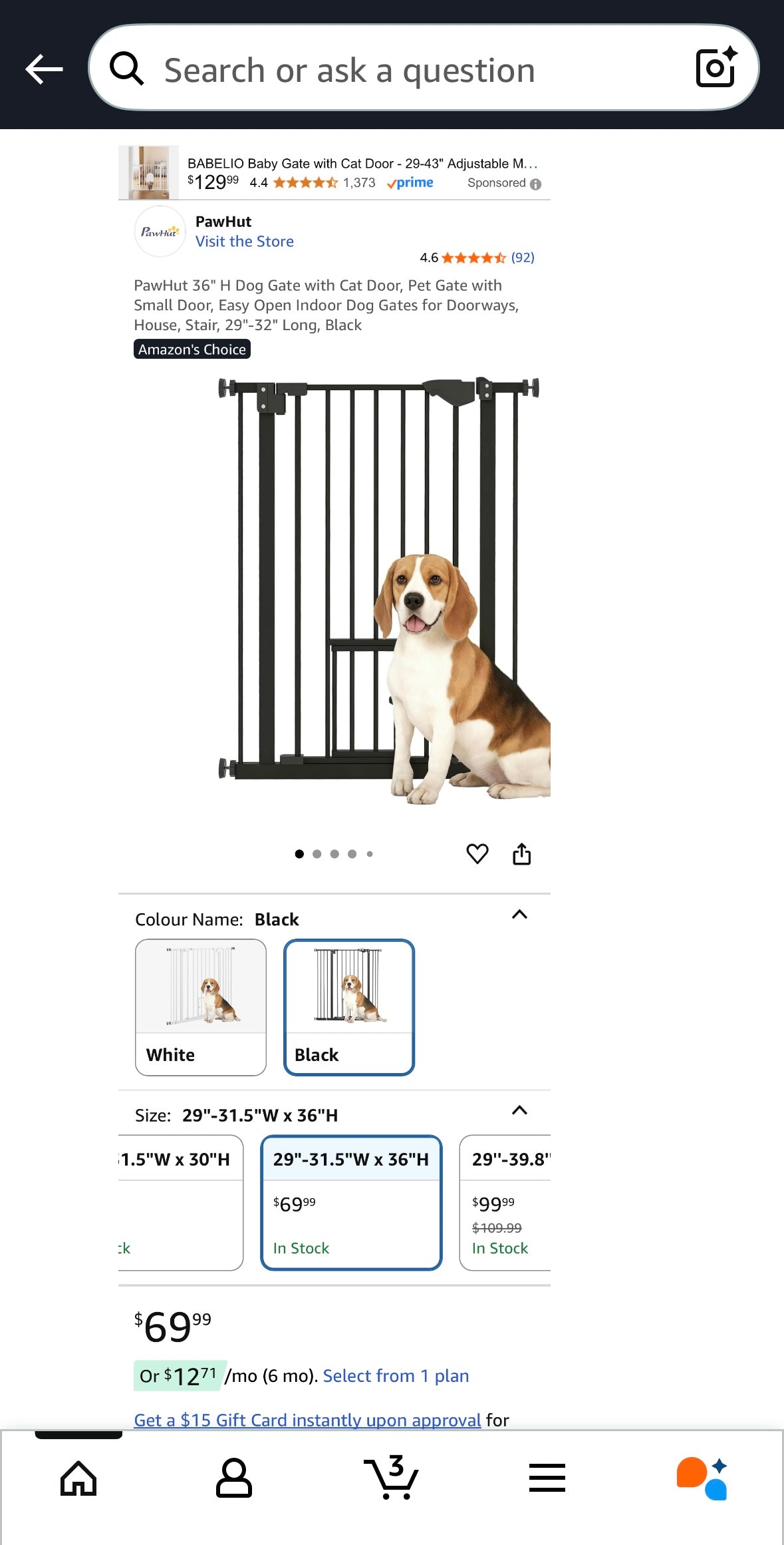 PawHut Alloy Steel Auto-Close Pet Gate – Safety Gate with Cat Door