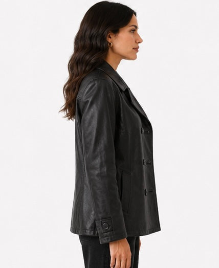 Women’s Double-Breasted Leather Jacket