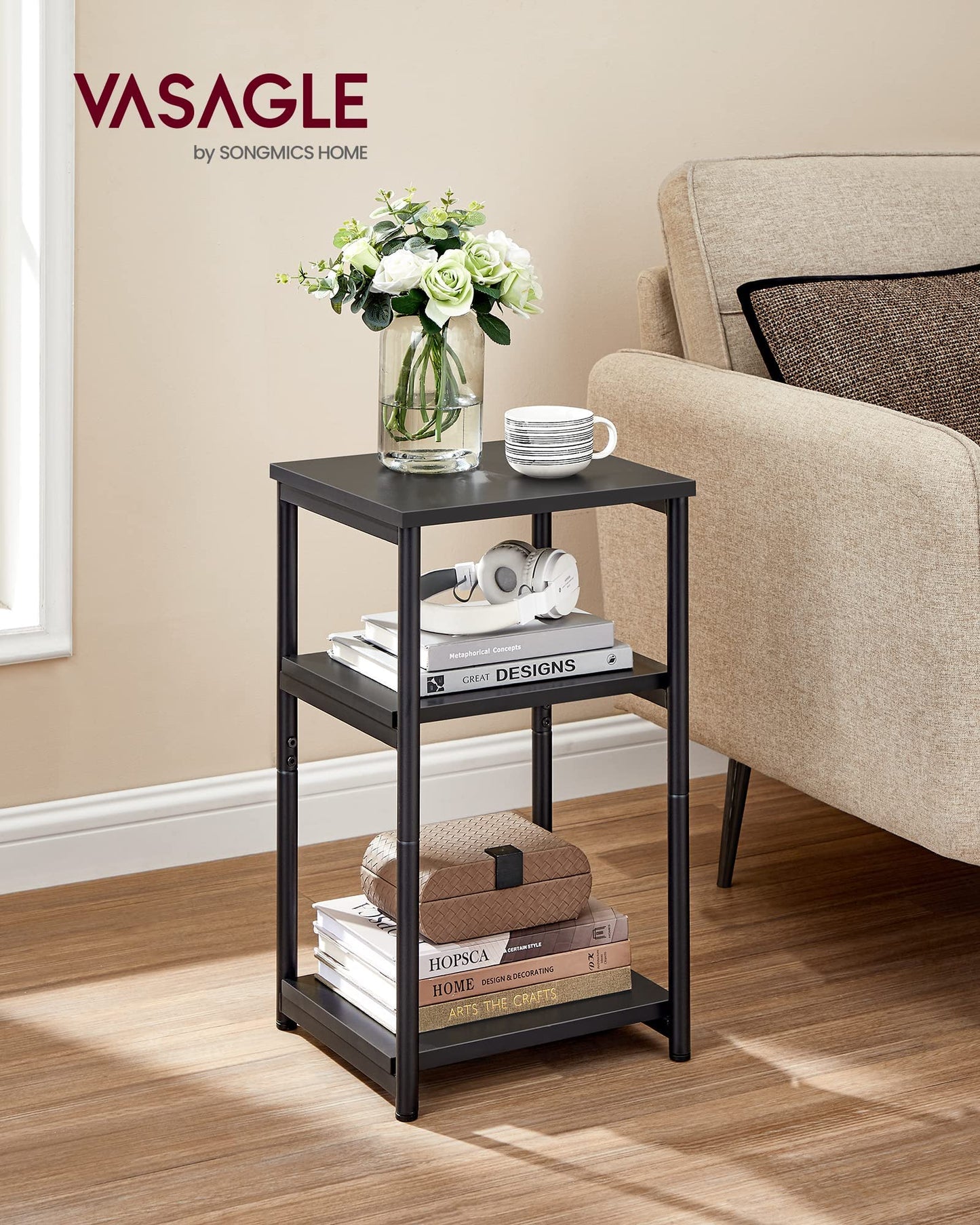 VASAGLE 3-Tier Industrial Side Table