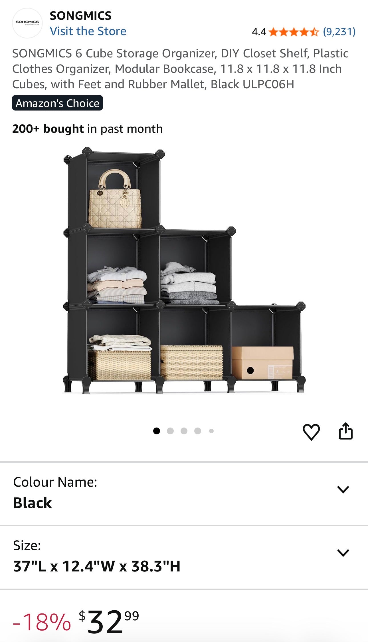 SONGMICS 6-Cube Modular Storage Organizer