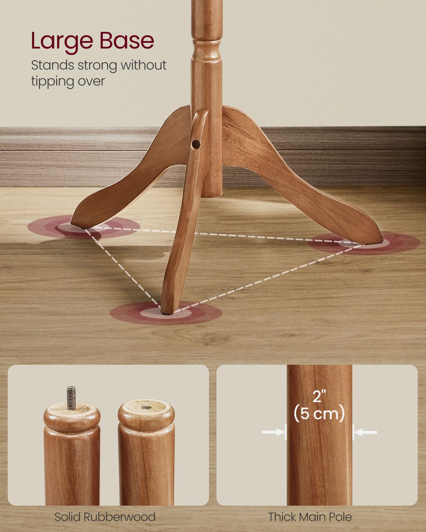 VASAGLE Solid Wood Freestanding Coat Rack