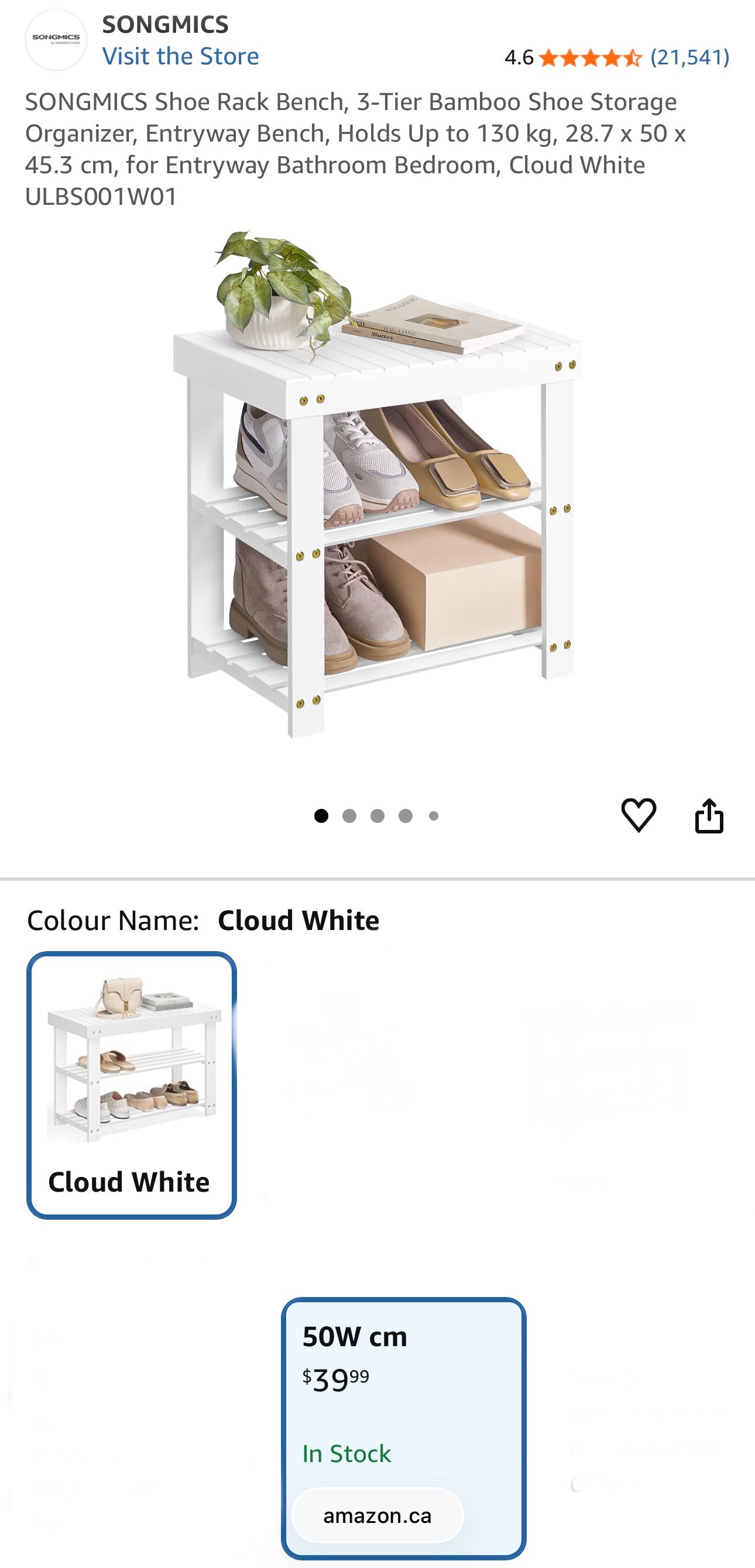 SONGMICS Bamboo Shoe Rack Bench