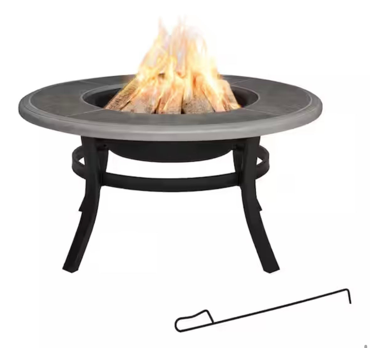 Whitfield 38” Wood Burning Fire Pit – Ceramic Tile Top Outdoor Table