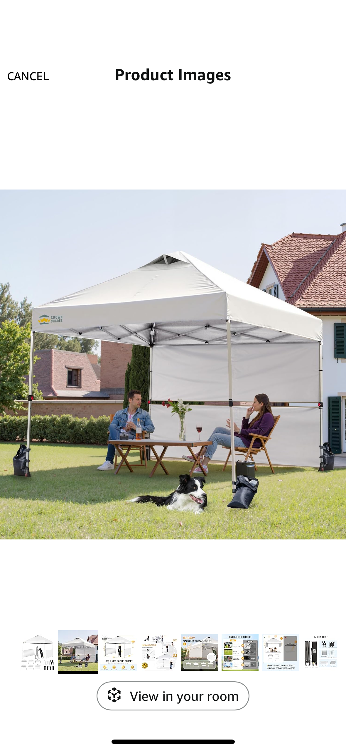 NEW – CROWN SHADES 10’ x 10’ White Pop-Up Canopy Tent with Sidewalls & Carry Bag