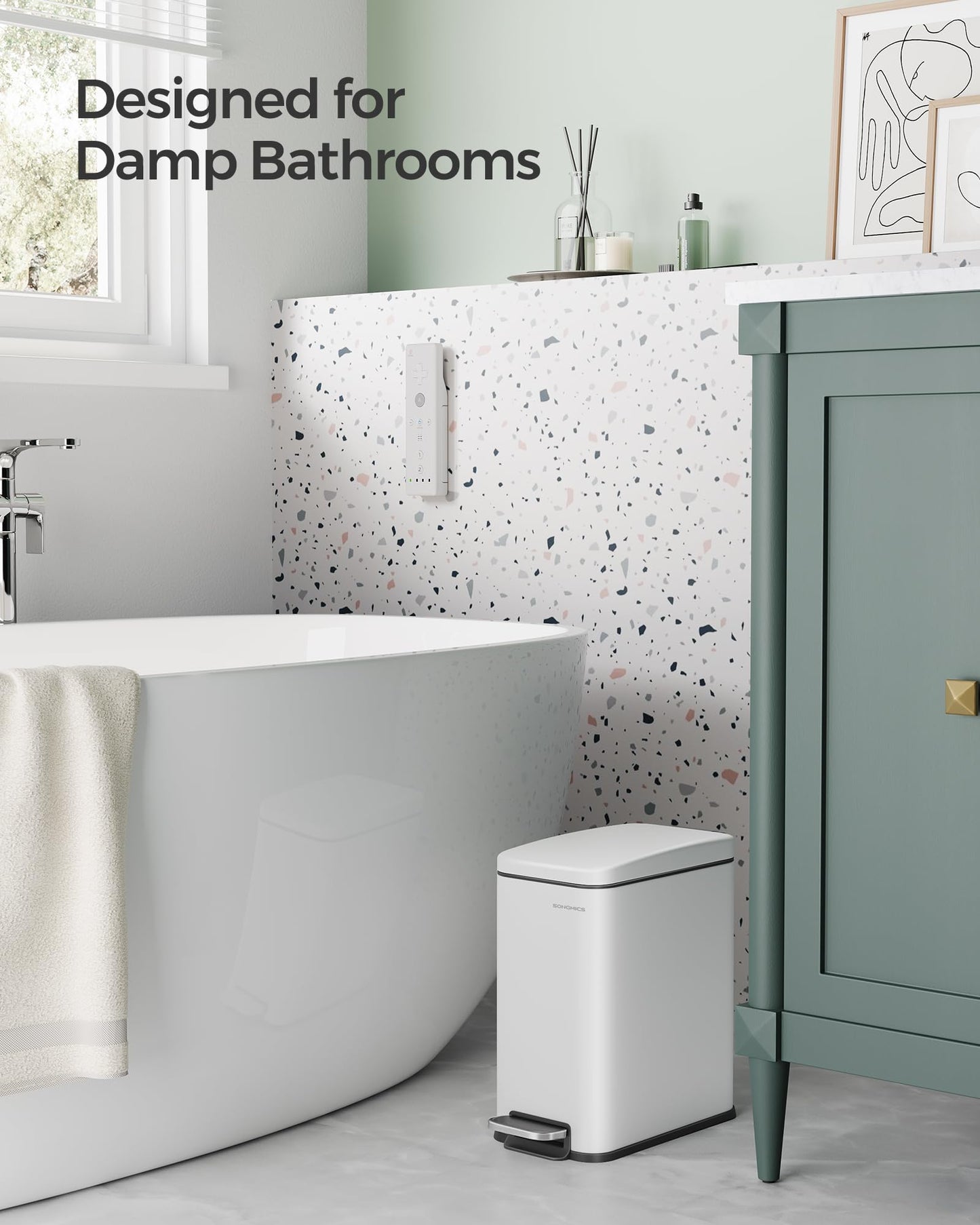 Slim Step-On Bathroom Trash Can