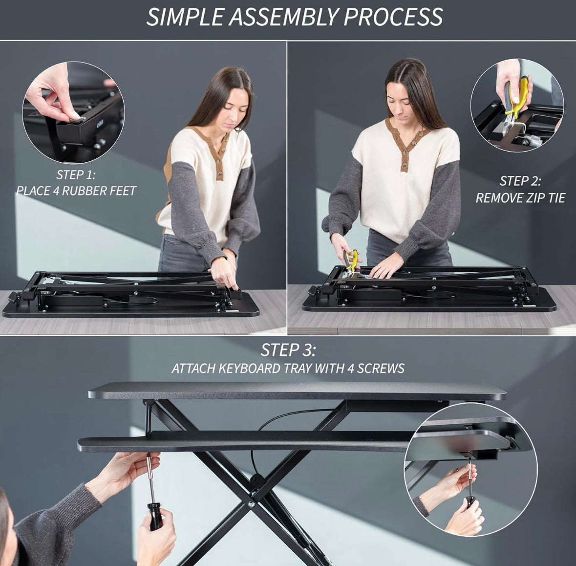 NEW – VIVO 32” Manual Standing Desk Riser – Adjustable Sit-to-Stand Workstation