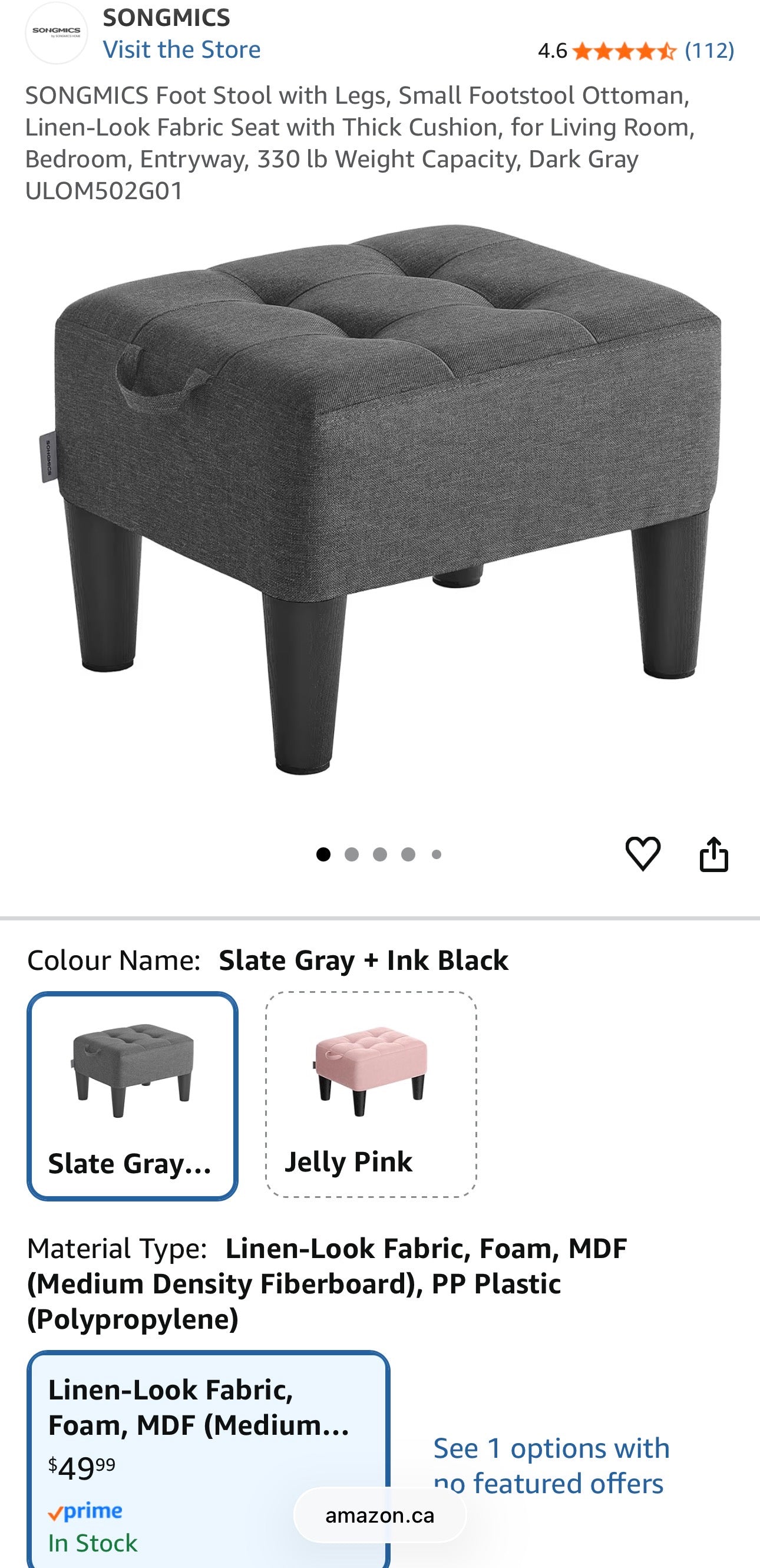 SONGMICS Footstool Ottoman
