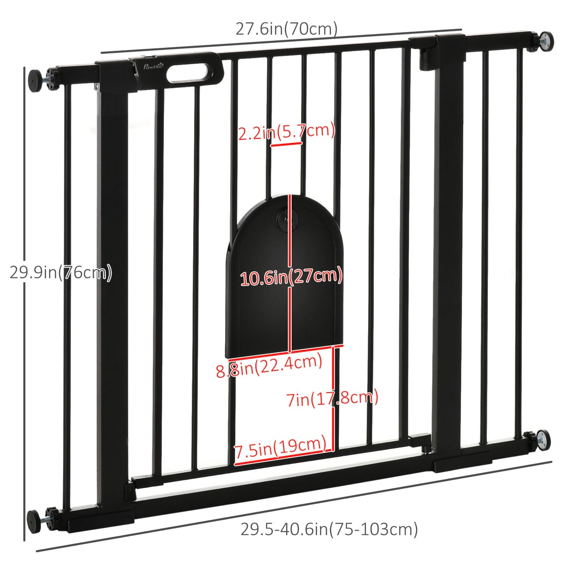 Extra-Wide Pet Gate with Small Door – Auto-Close, Double Lock, Pressure Mount