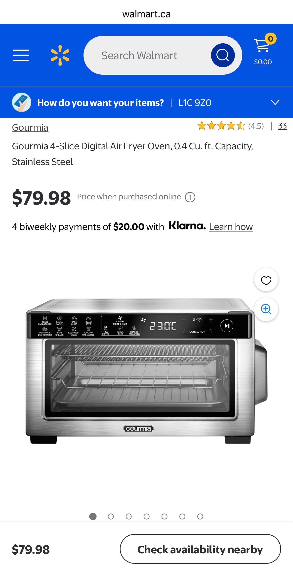 Gourmia 4-Slice Digital Air Fryer Oven