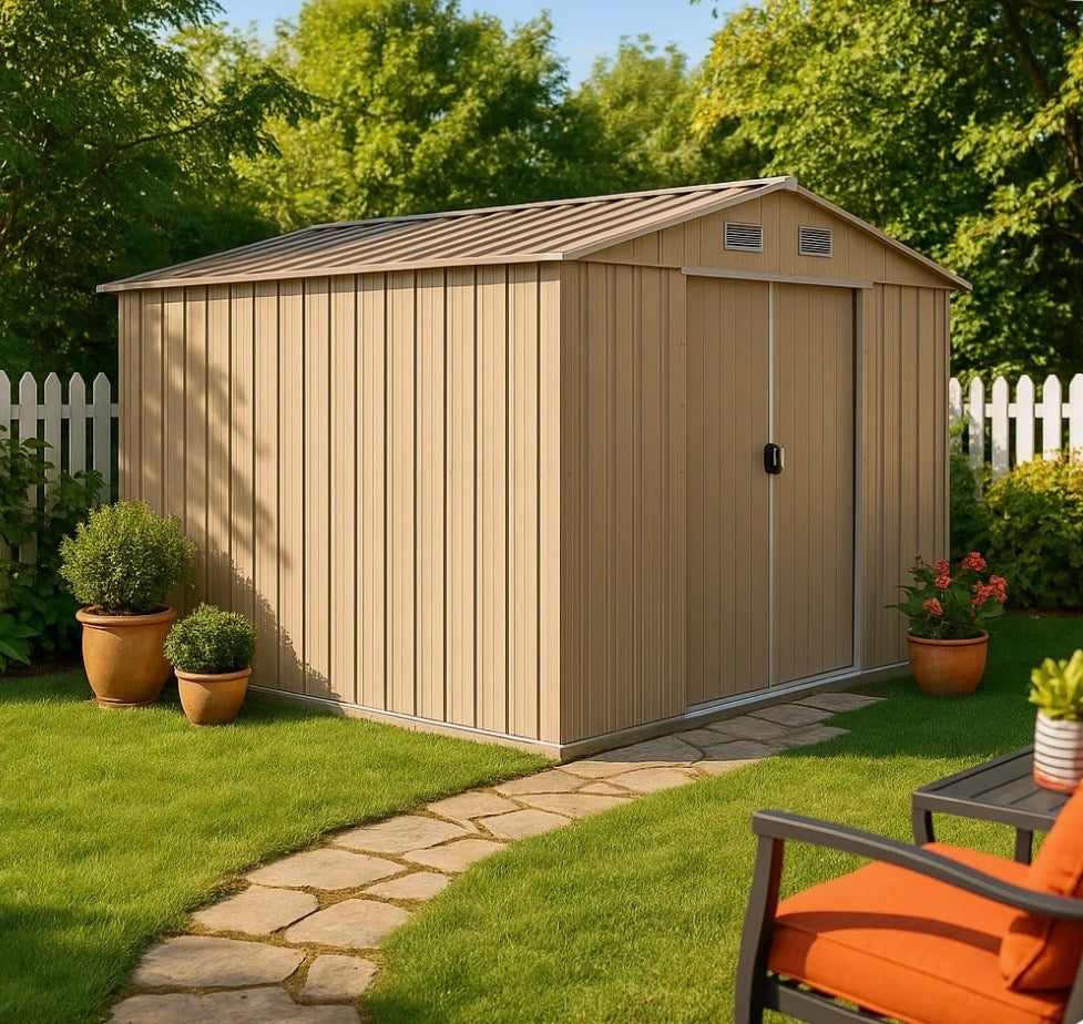 Galvanized Steel Outdoor Storage Shed – Brown