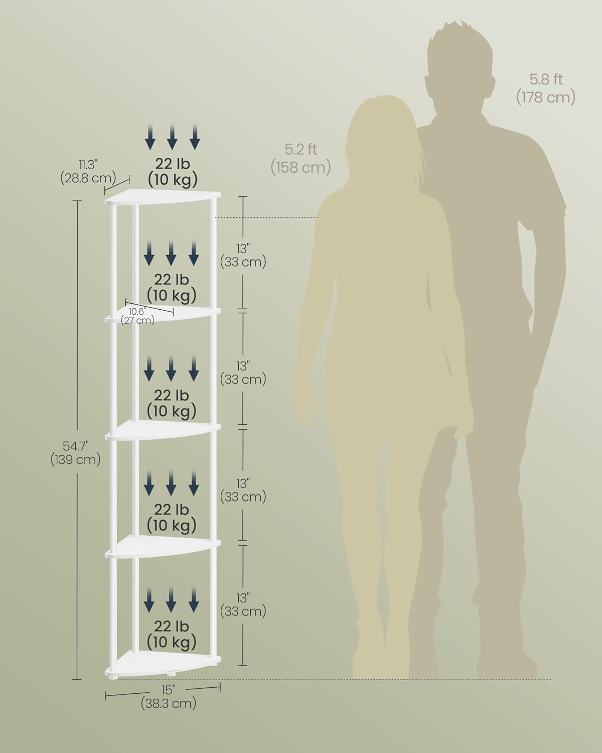 5-Tier Corner Shelf – Snow White