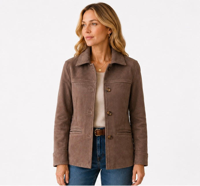 Women’s Tailored Brown Leather Jacket