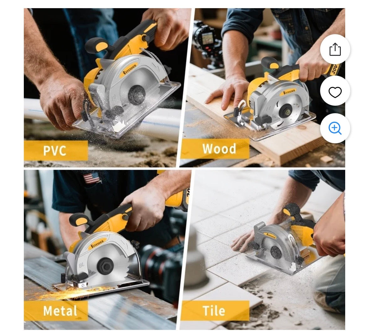 KITESDER 20V Brushless Cordless Circular Saw Kit