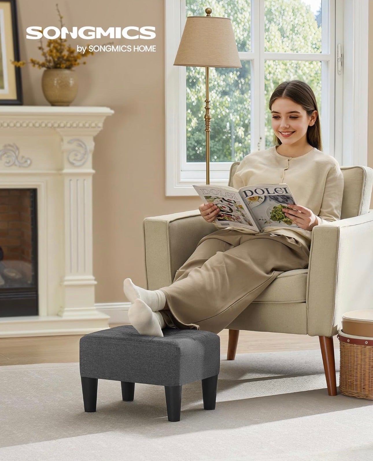 SONGMICS Footstool Ottoman
