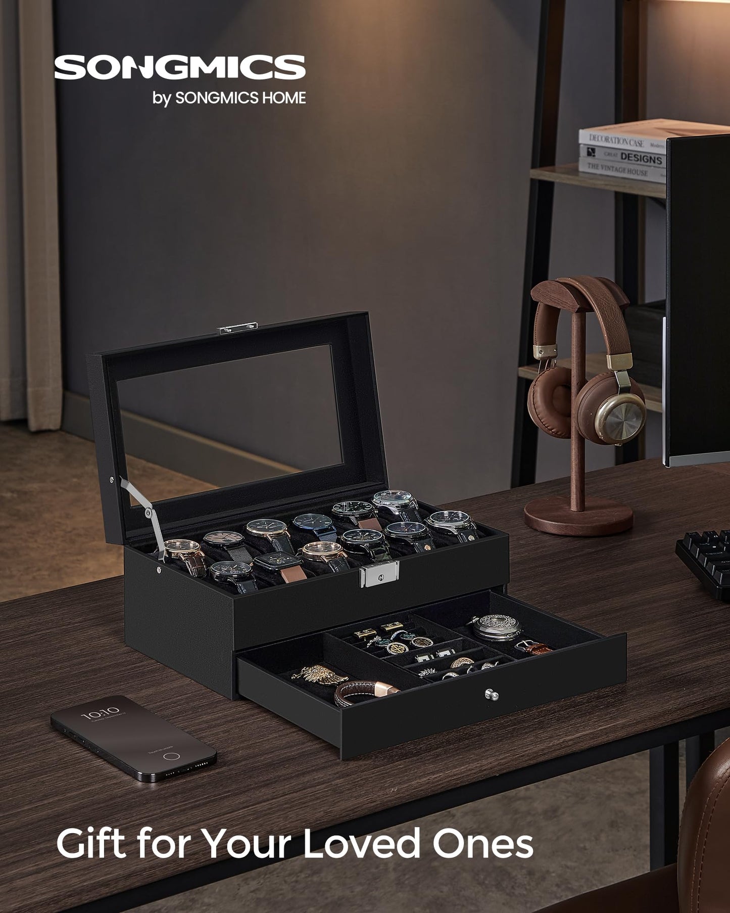 SONGMICS 2-Layer Watch Box Organizer