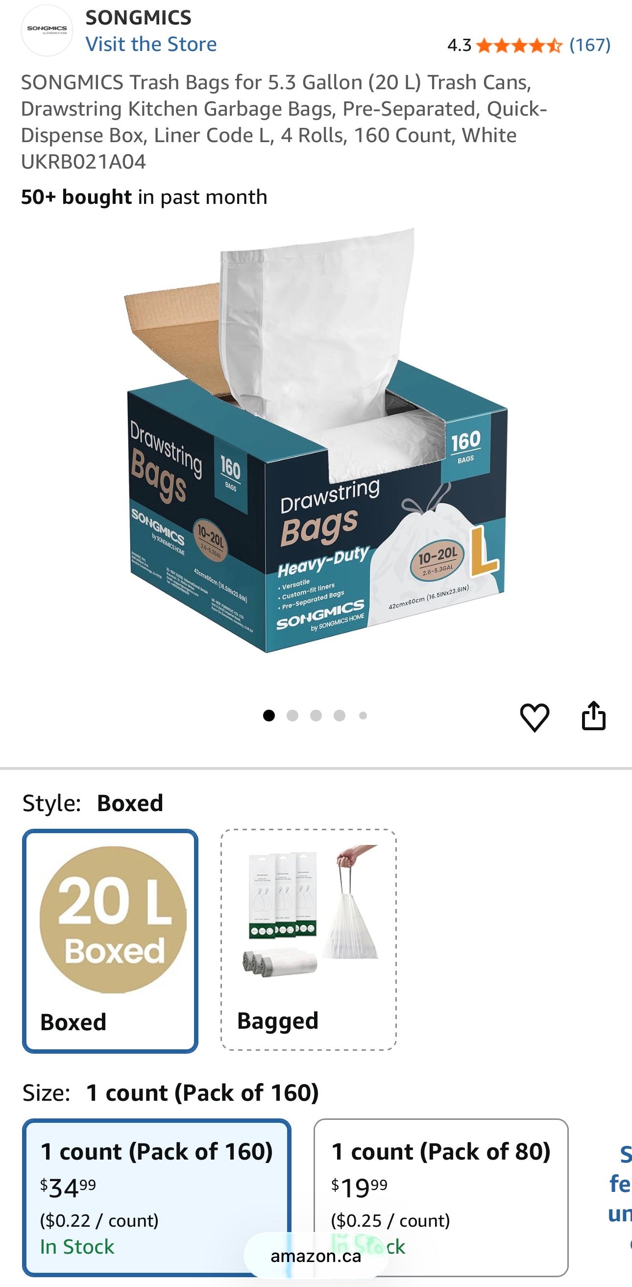 SONGMICS Heavy-Duty Drawstring Trash Bags