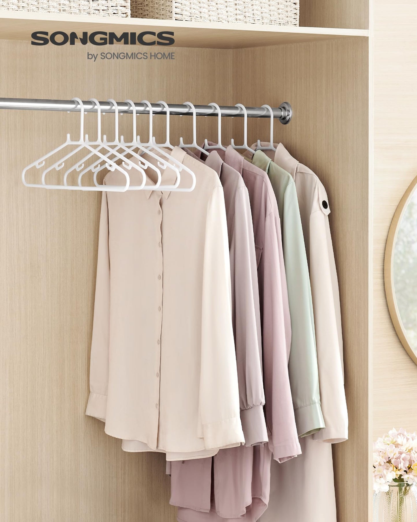 SONGMICS Slim Plastic Clothes Hangers – White (30-Pack)