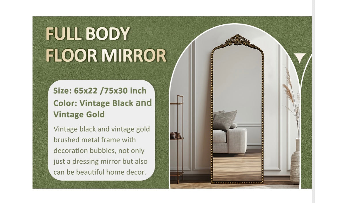 Antique Baroque Full-Length Mirror – Vintage Gold