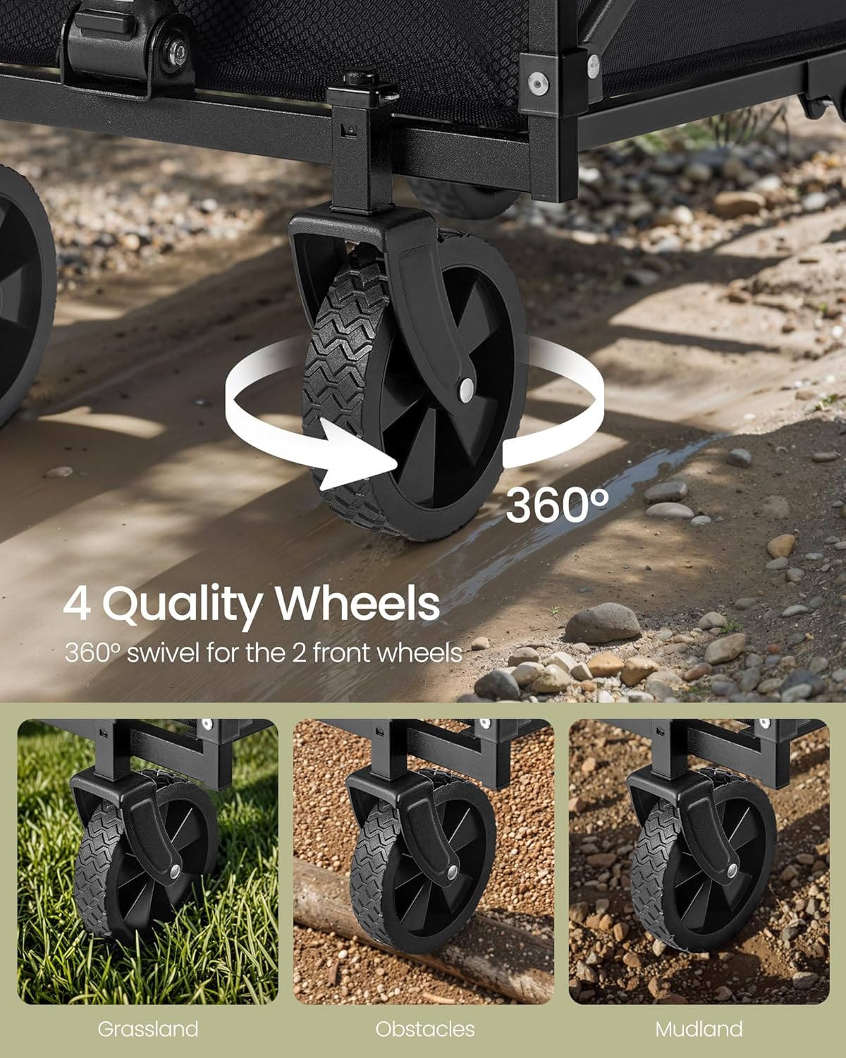 SONGMICS Folding Utility Wagon – Ink Black