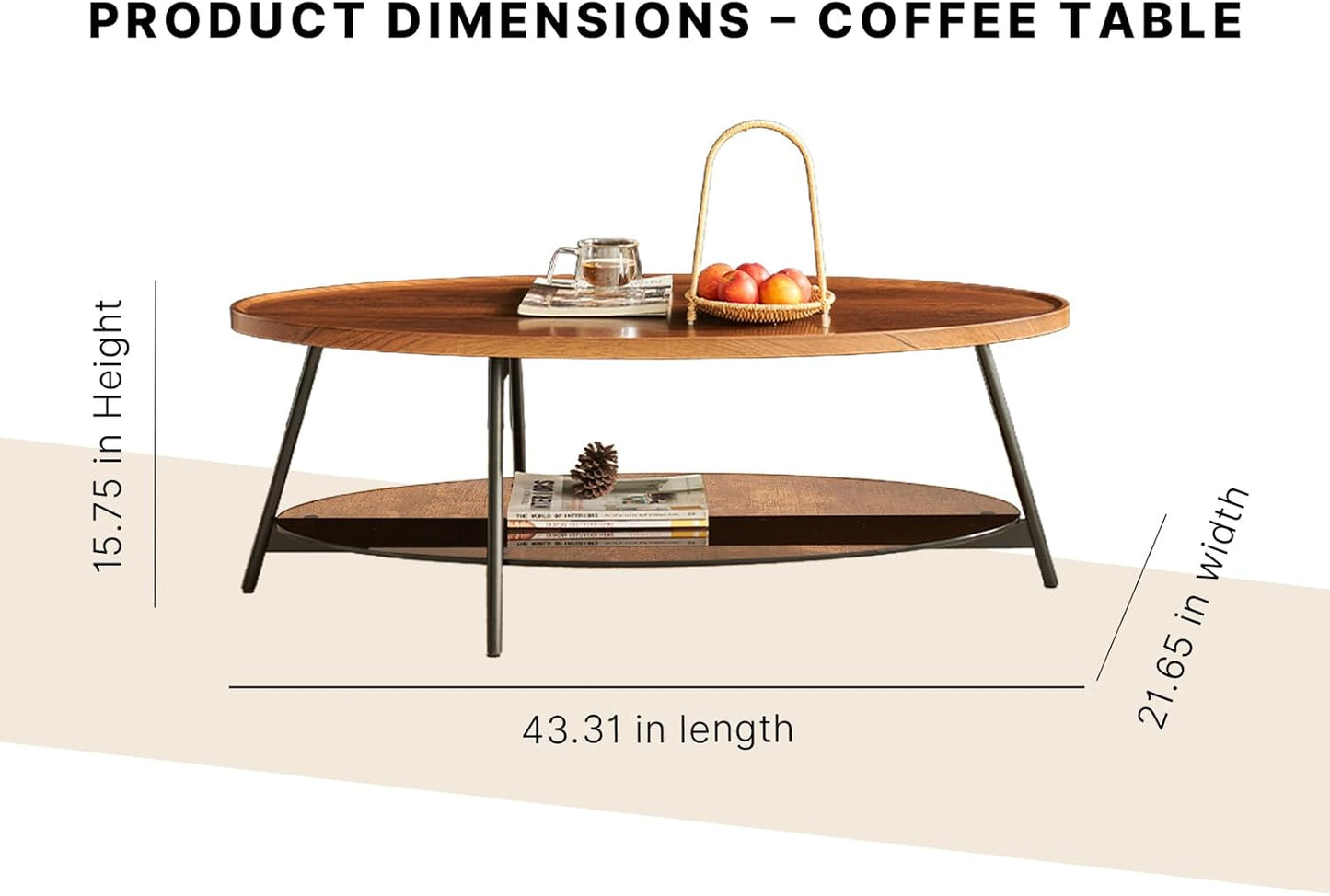 SHRINE Modern Oval Coffee Table