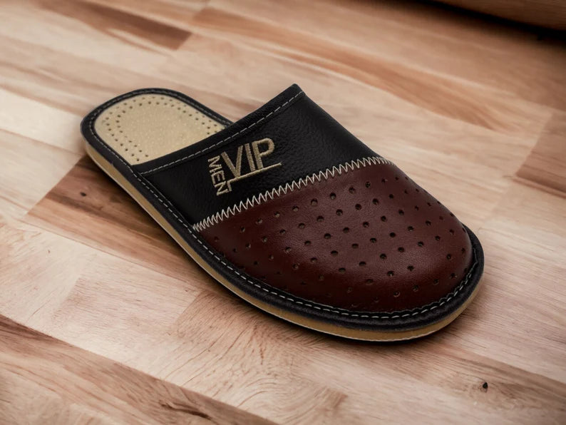 VIP Men Premium Leather Slip-On Slippers